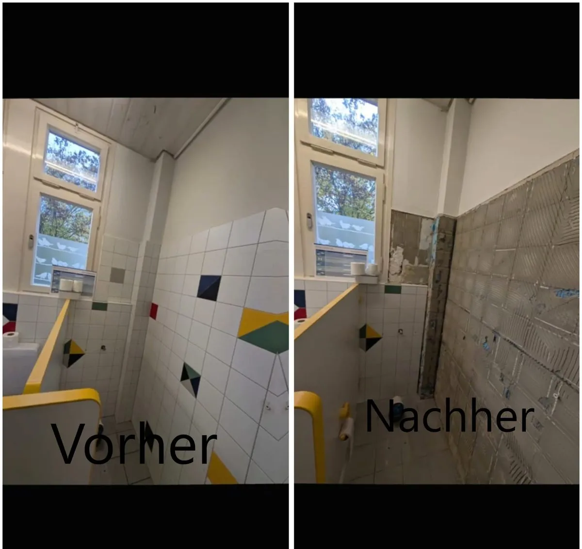 Nassbereich – Komplette Entkernung für Neuverflisung (Vorher/Nachher)